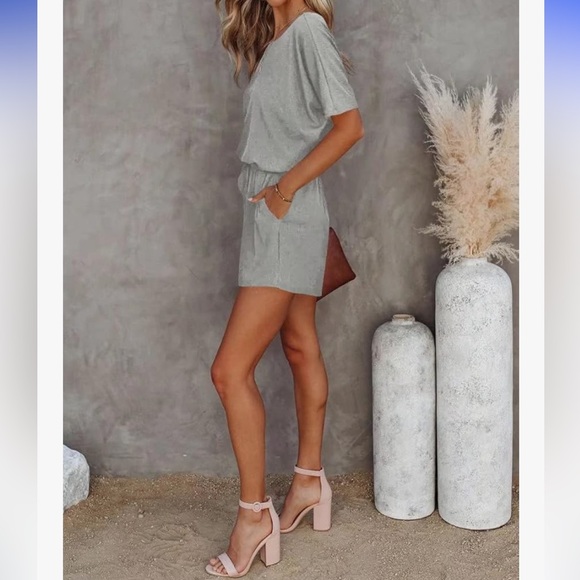 Gray Ribbed Romper - Picture 4 of 7